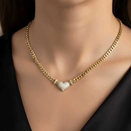 NuNu By Taşlı Kalp Detay Xuping Kolye Gold