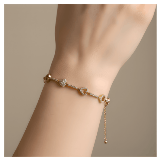 NuNu By Taşlı Sıra Sıra Kalp Xuping Bileklik Gold