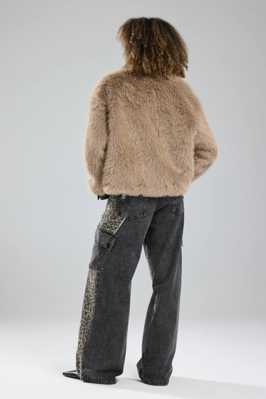 NuNu By TW Bej Cozy Rebel Peluş Kürk Ceket