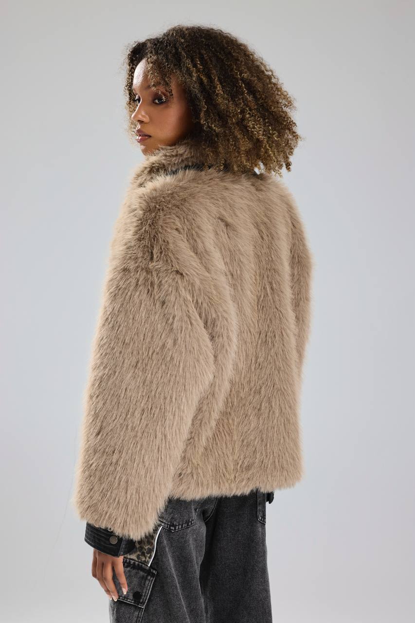 NuNu By TW Bej Cozy Rebel Peluş Kürk Ceket