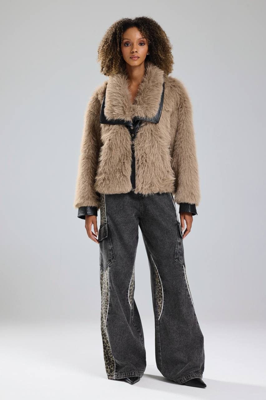 NuNu By TW Bej Cozy Rebel Peluş Kürk Ceket
