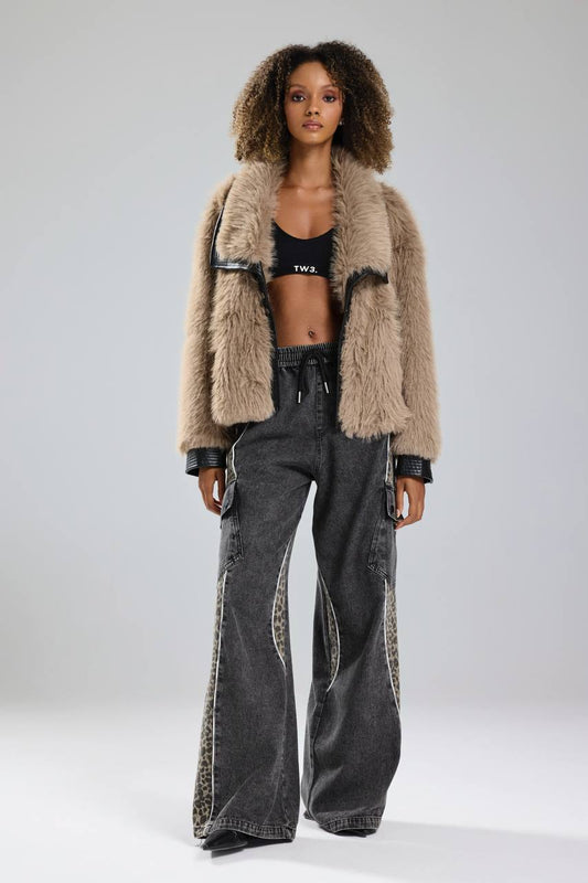 NuNu By TW Bej Cozy Rebel Peluş Kürk Ceket