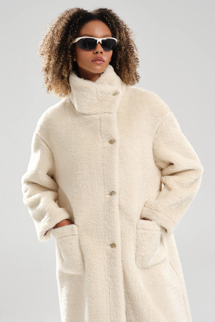 NuNu By TW Bej Kadın Teddy Peluş Kaban