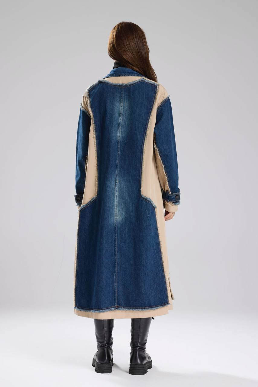 NuNu By TW Bej Statement Denim Garnili Trench Coat