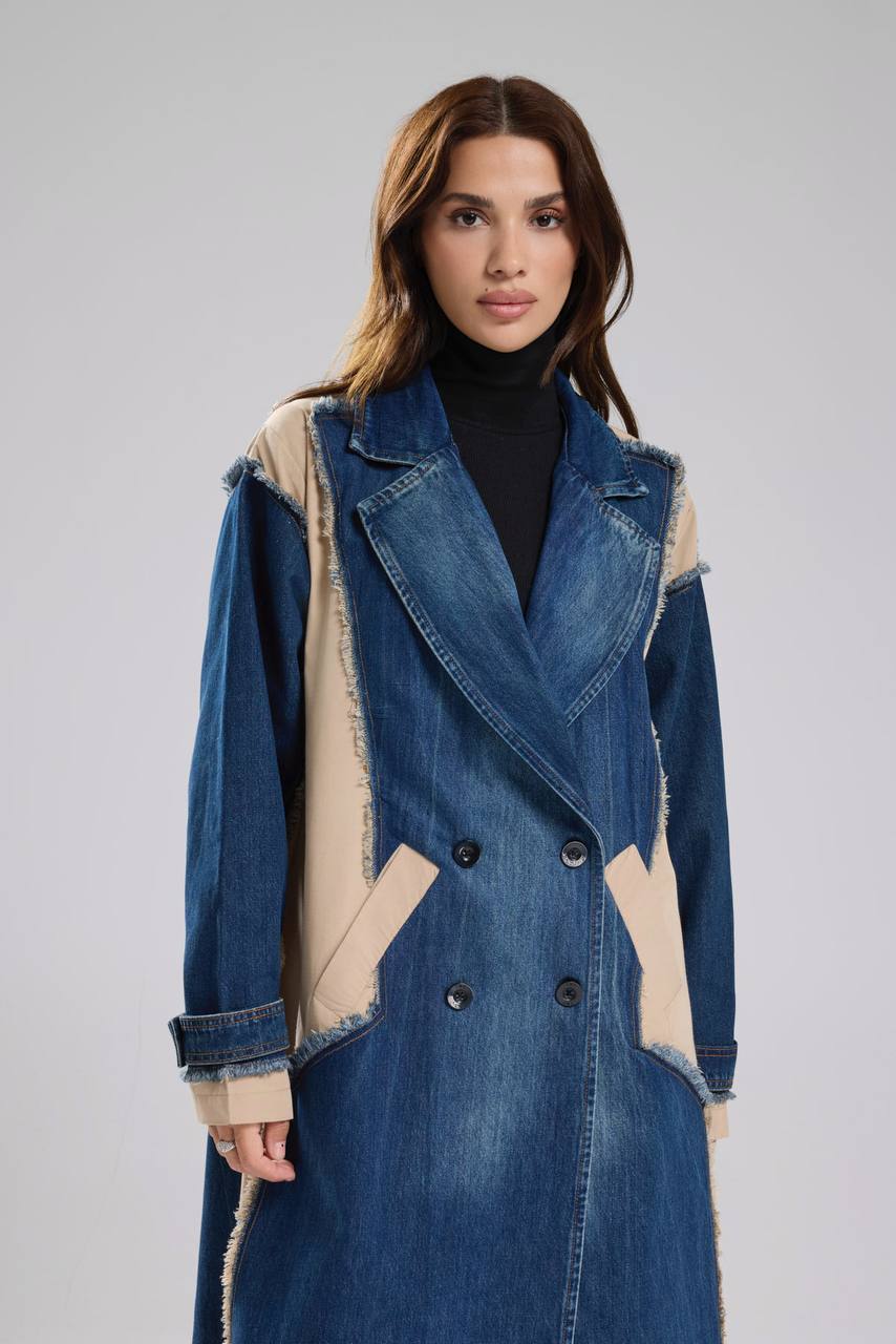 NuNu By TW Bej Statement Denim Garnili Trench Coat