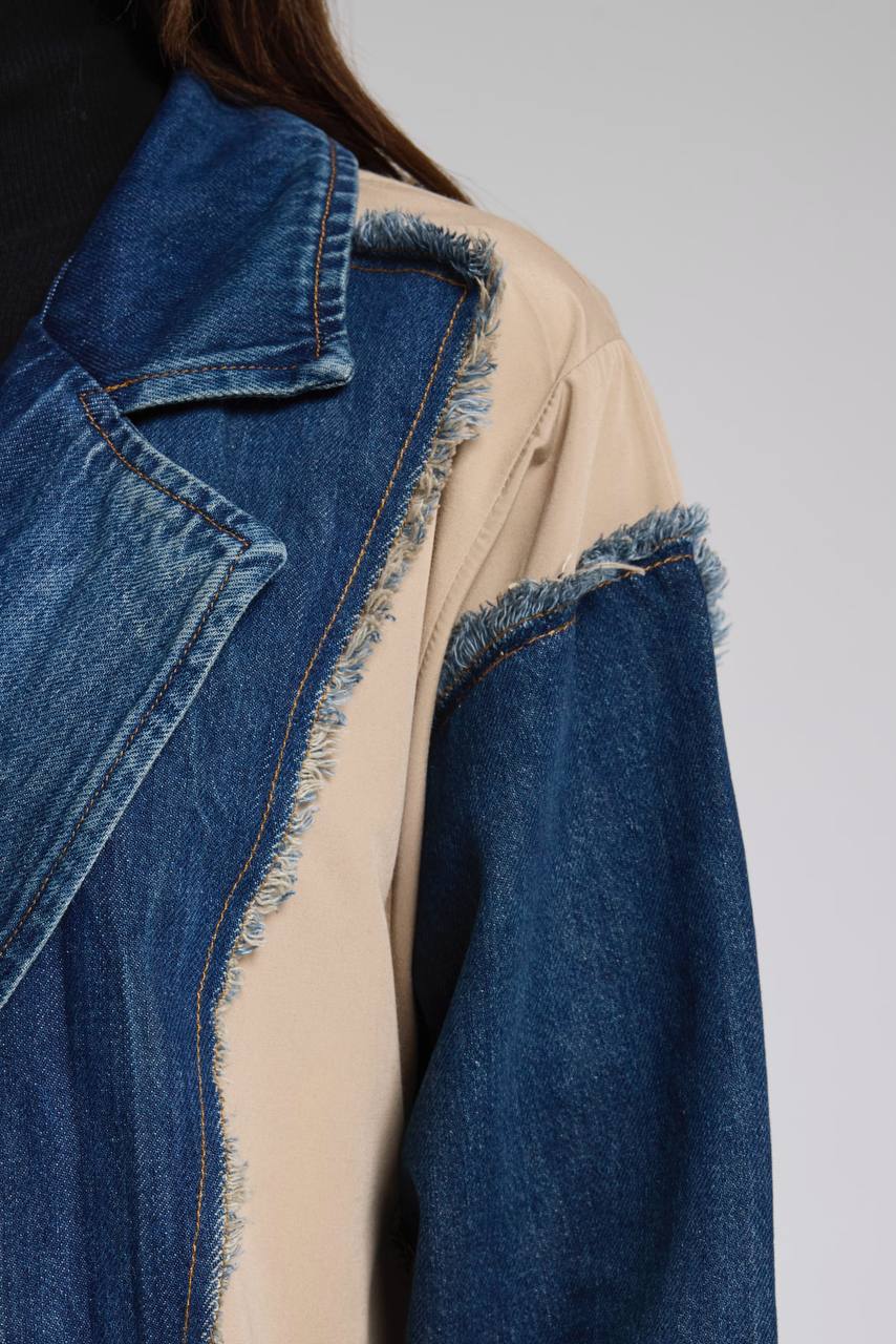 NuNu By TW Bej Statement Denim Garnili Trench Coat