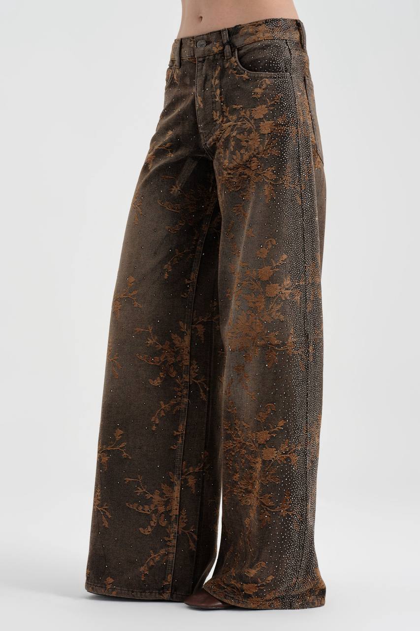 NuNu By TW Bronze Dust Taşlı Palazzo Kadın Jean