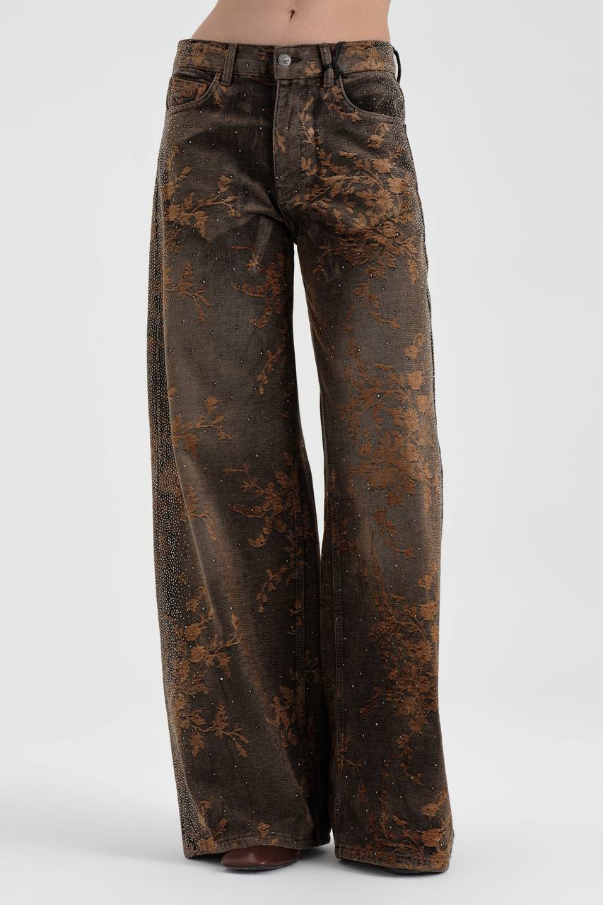 NuNu By TW Bronze Dust Taşlı Palazzo Kadın Jean