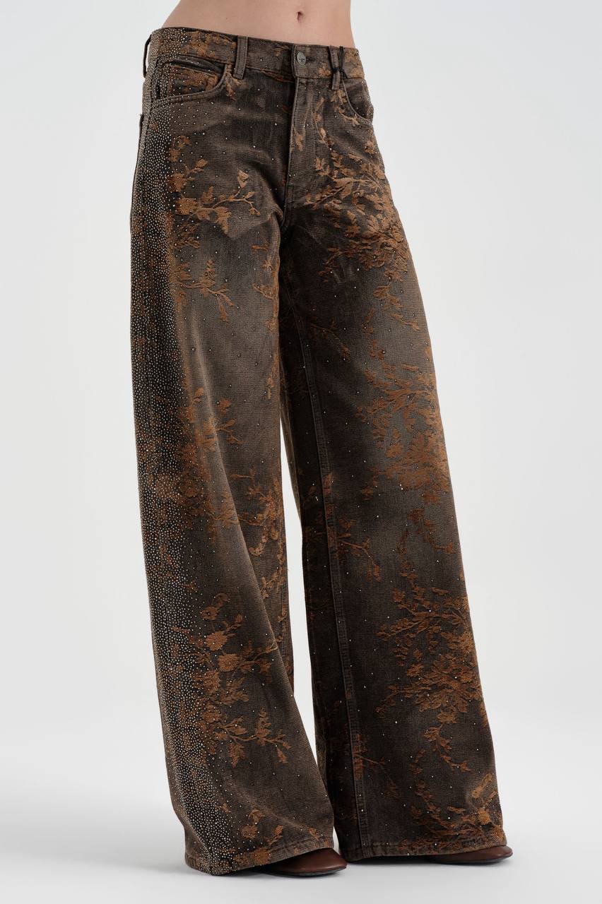 NuNu By TW Bronze Dust Taşlı Palazzo Kadın Jean