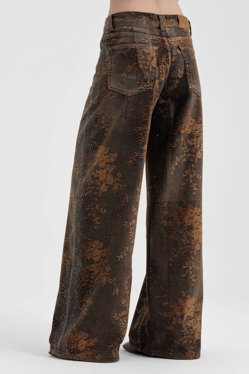 NuNu By TW Bronze Dust Taşlı Palazzo Kadın Jean