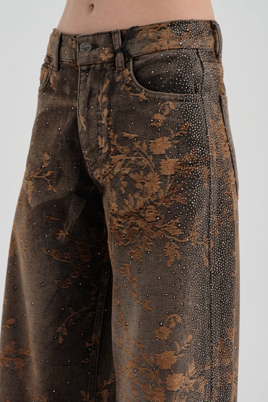 NuNu By TW Bronze Dust Taşlı Palazzo Kadın Jean