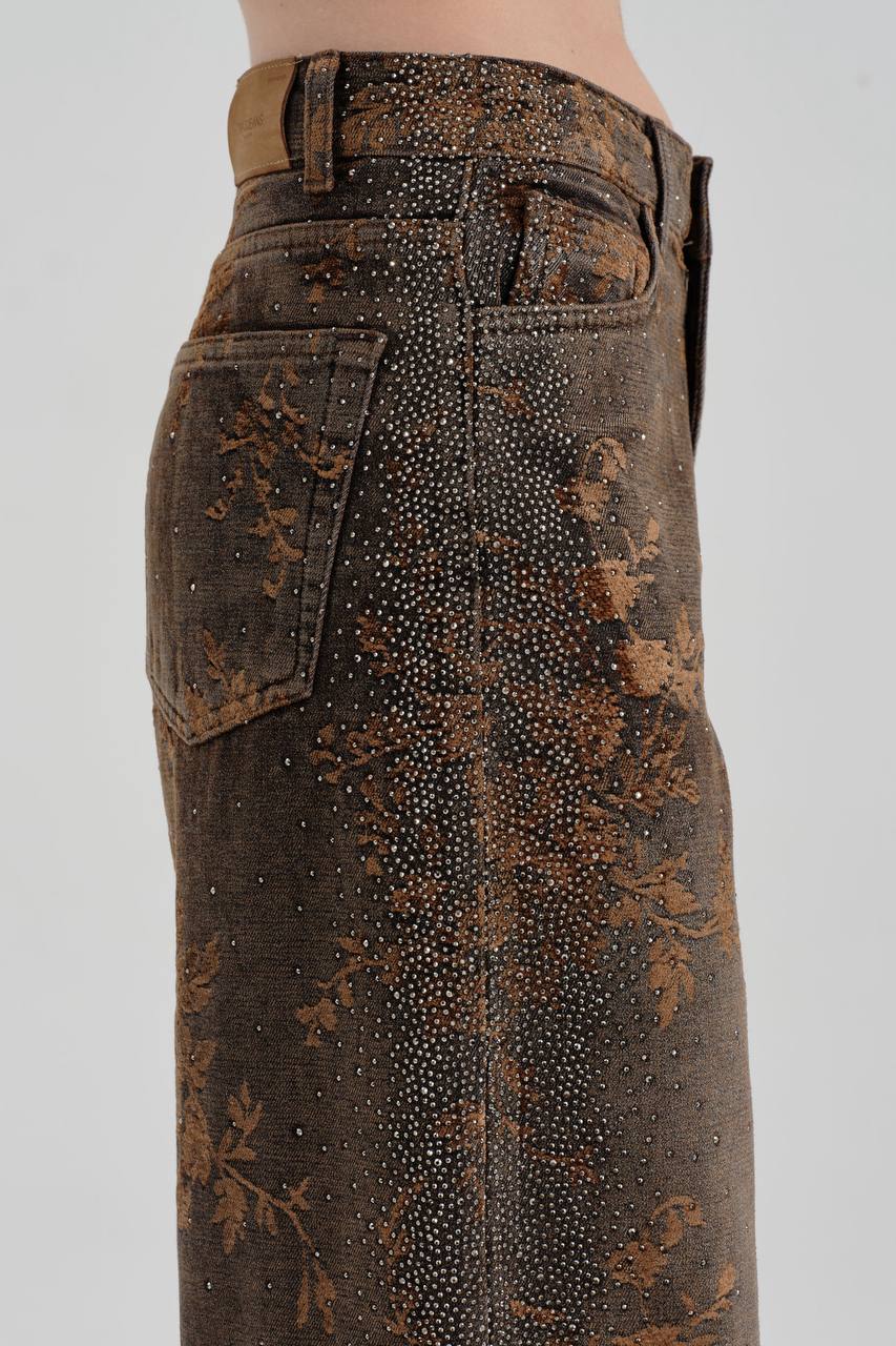 NuNu By TW Bronze Dust Taşlı Palazzo Kadın Jean