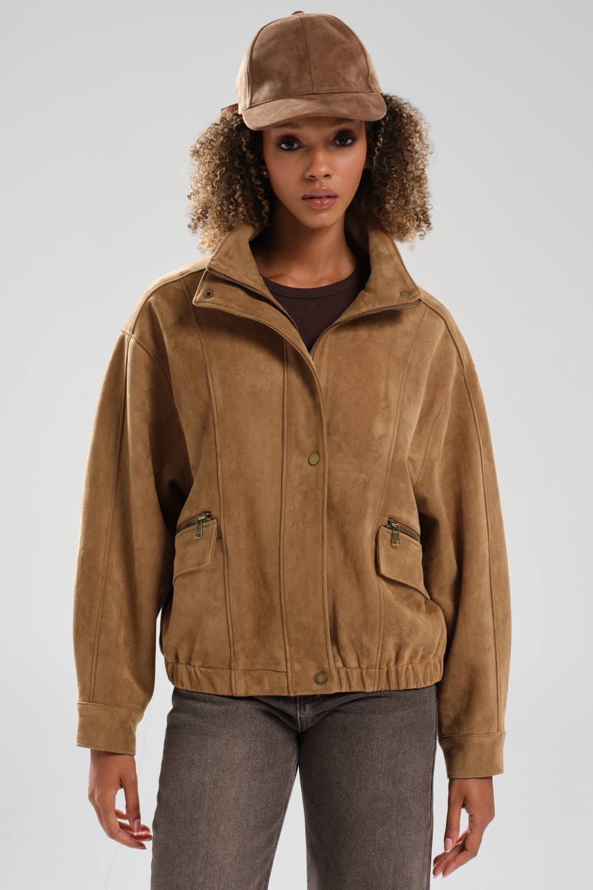 NuNu By TW Camel Kadın Süet Bomber Ceket