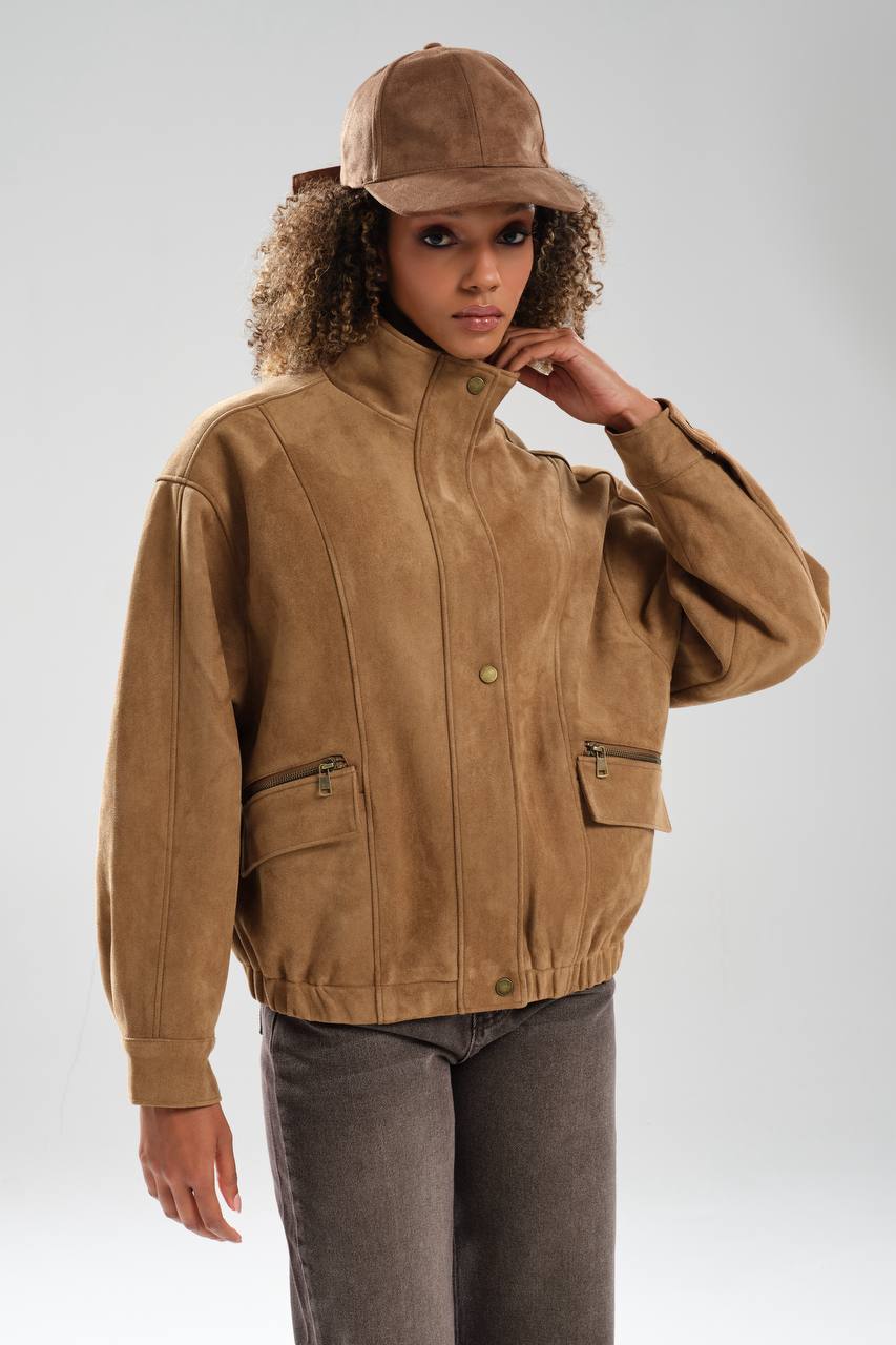 NuNu By TW Camel Kadın Süet Bomber Ceket