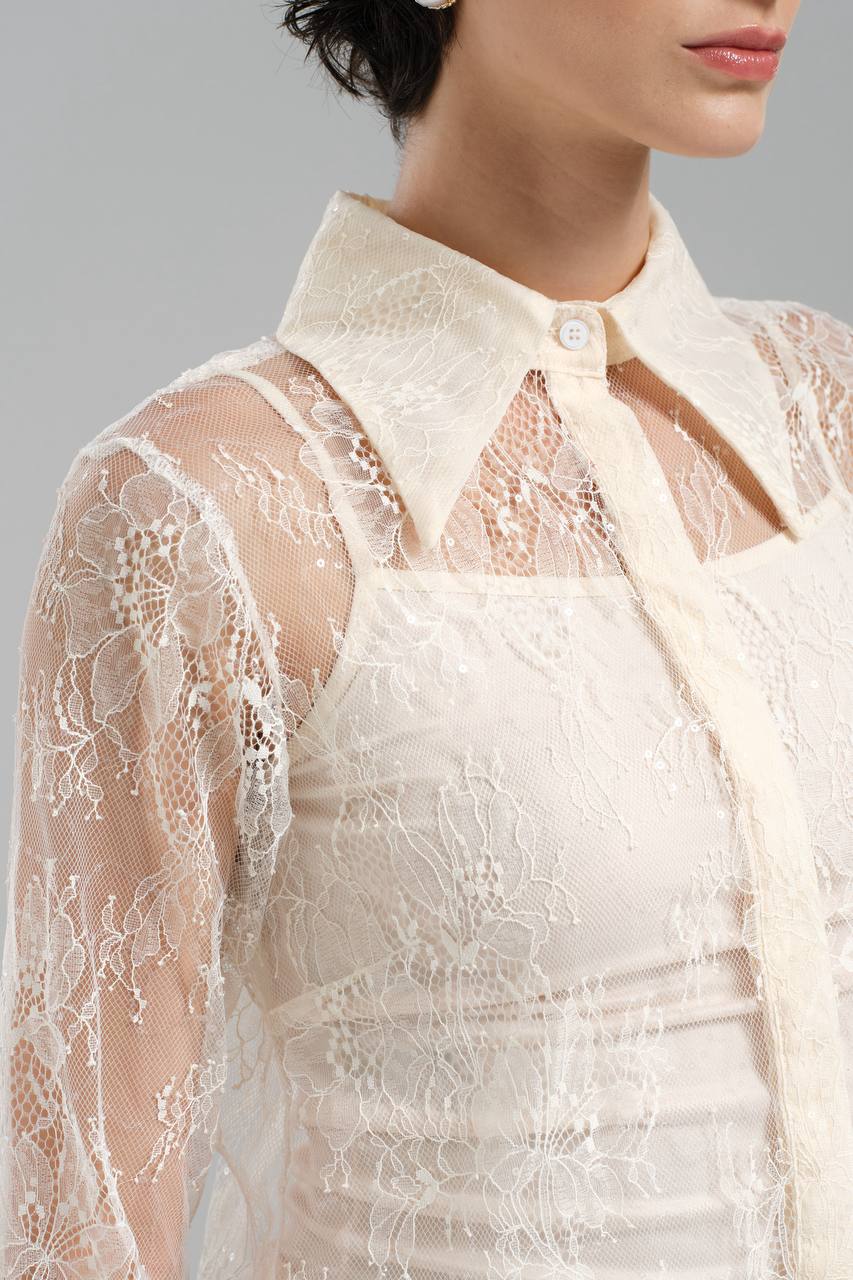 NuNu By TW Ekru Dantel Gömlek