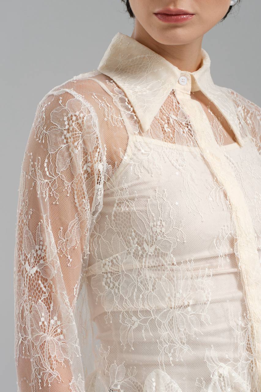 NuNu By TW Ekru Dantel Gömlek
