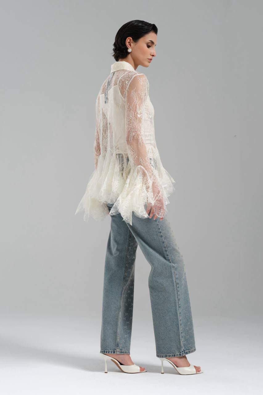 NuNu By TW Ekru Dantel Gömlek