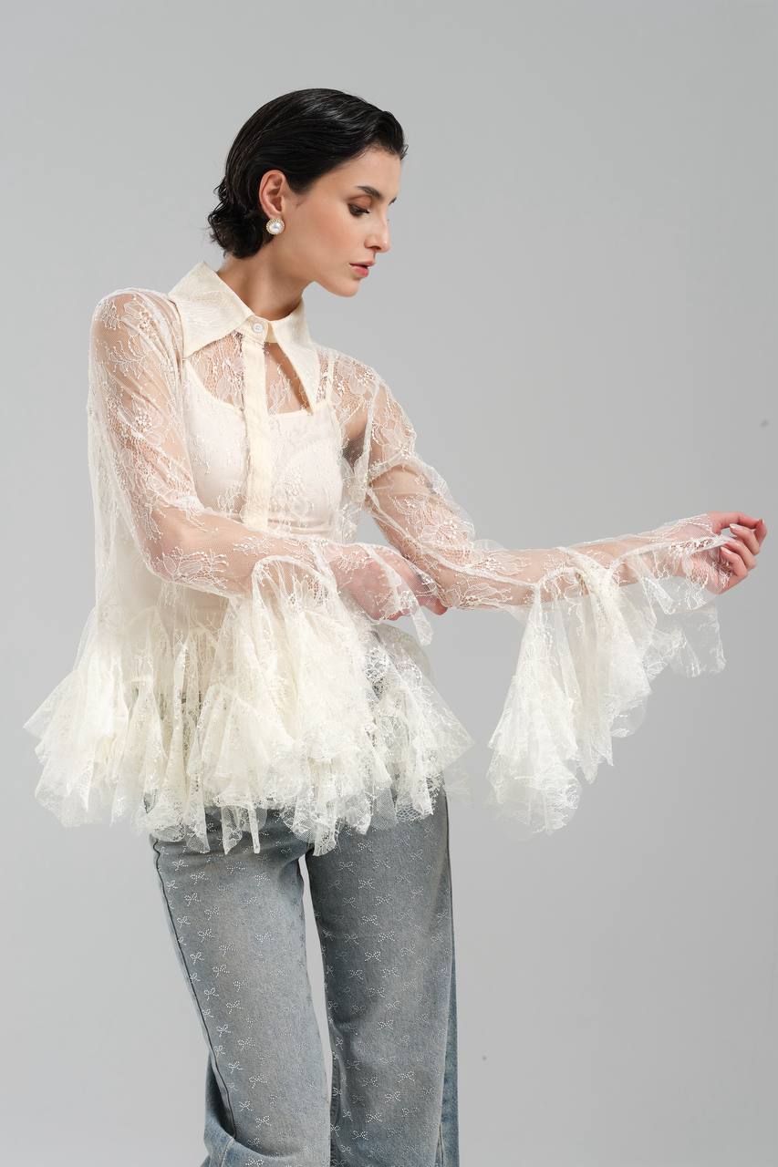 NuNu By TW Ekru Dantel Gömlek