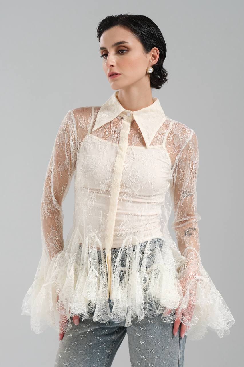 NuNu By TW Ekru Dantel Gömlek