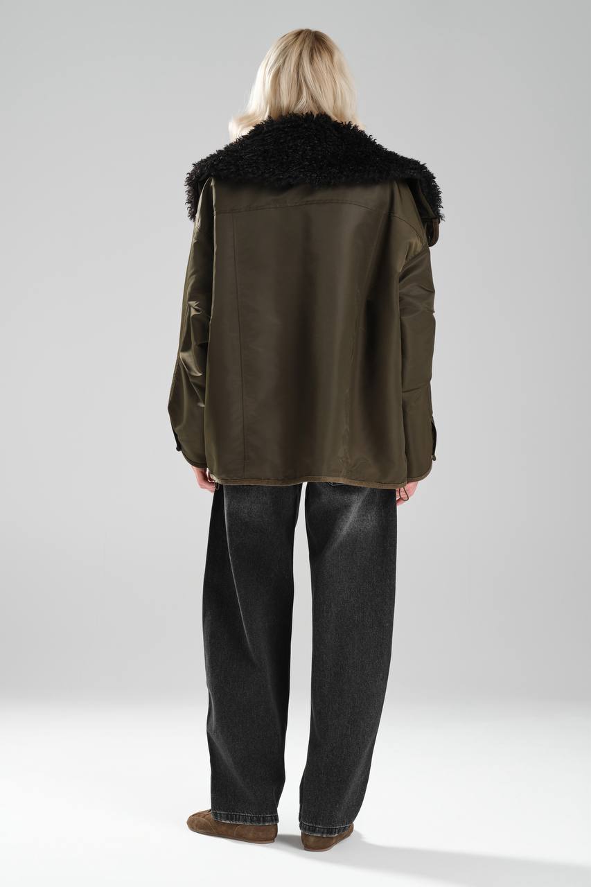 NuNu By TW Haki Peluş Yaka Kadın Parka