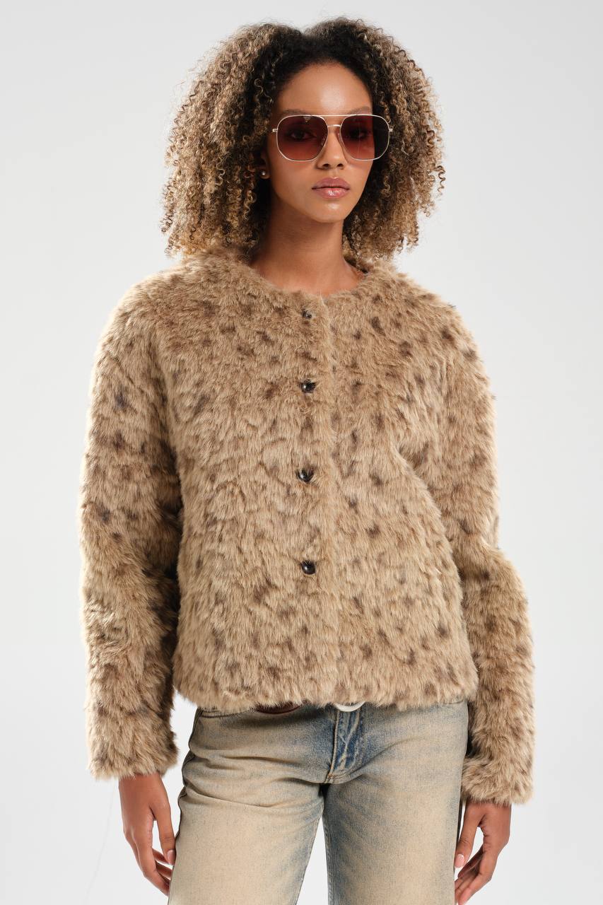 NuNu By TW Leopar Peluş Kısa Ceket