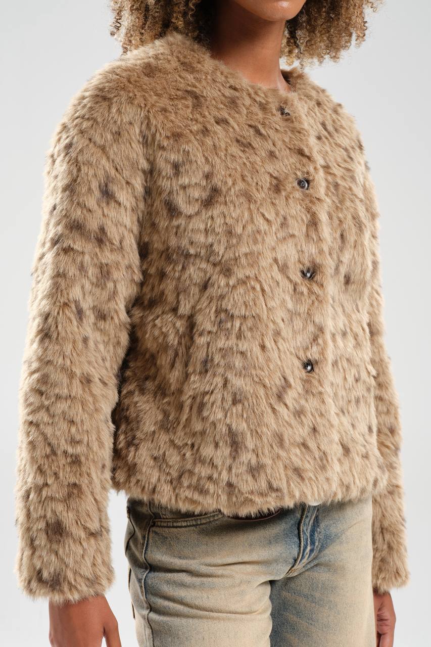 NuNu By TW Leopar Peluş Kısa Ceket
