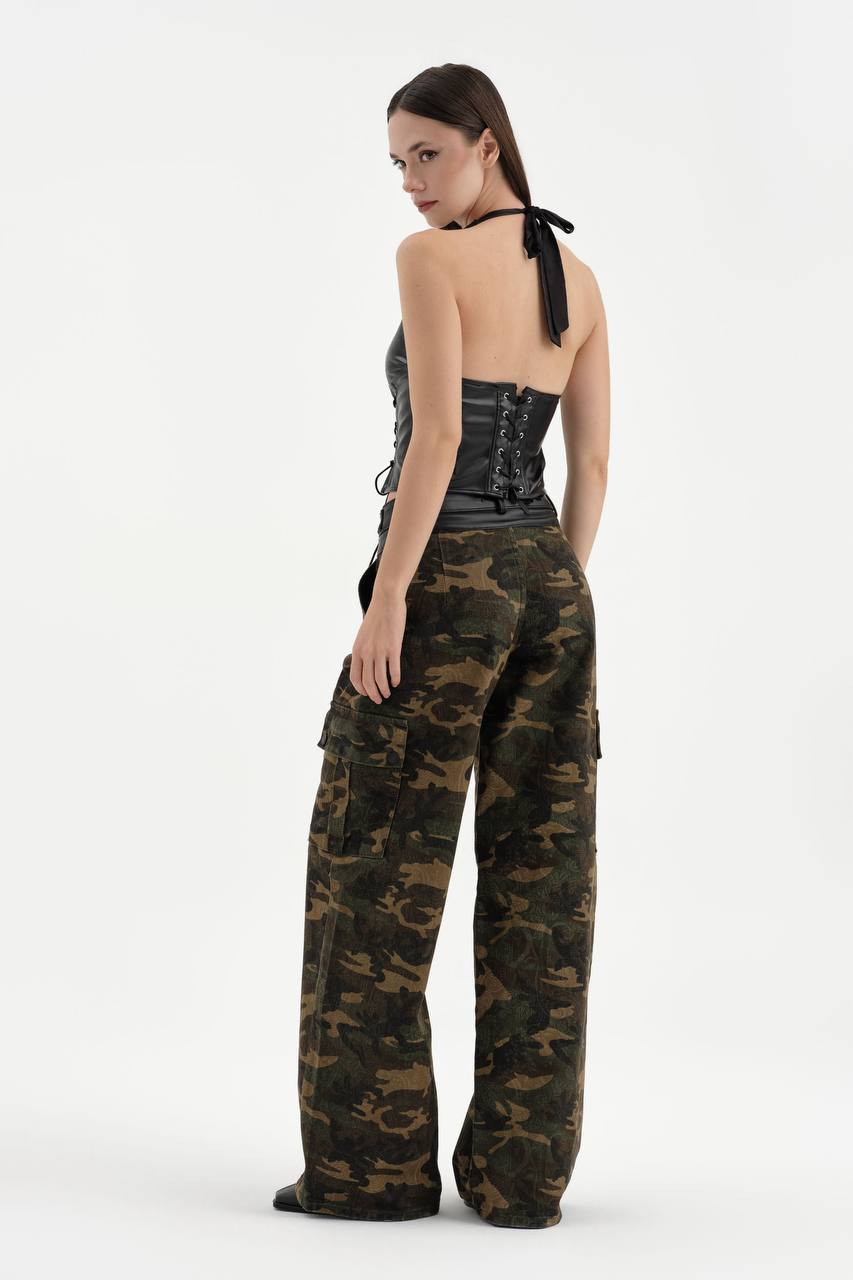 NuNu By TW Military Kamuflaj Kargo Kadın Jean
