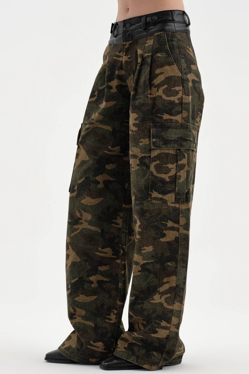 NuNu By TW Military Kamuflaj Kargo Kadın Jean