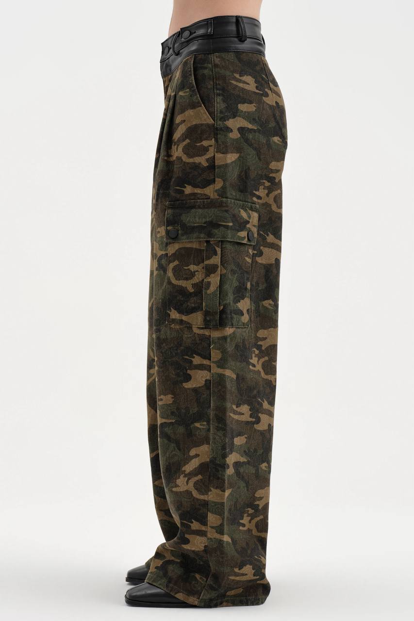 NuNu By TW Military Kamuflaj Kargo Kadın Jean