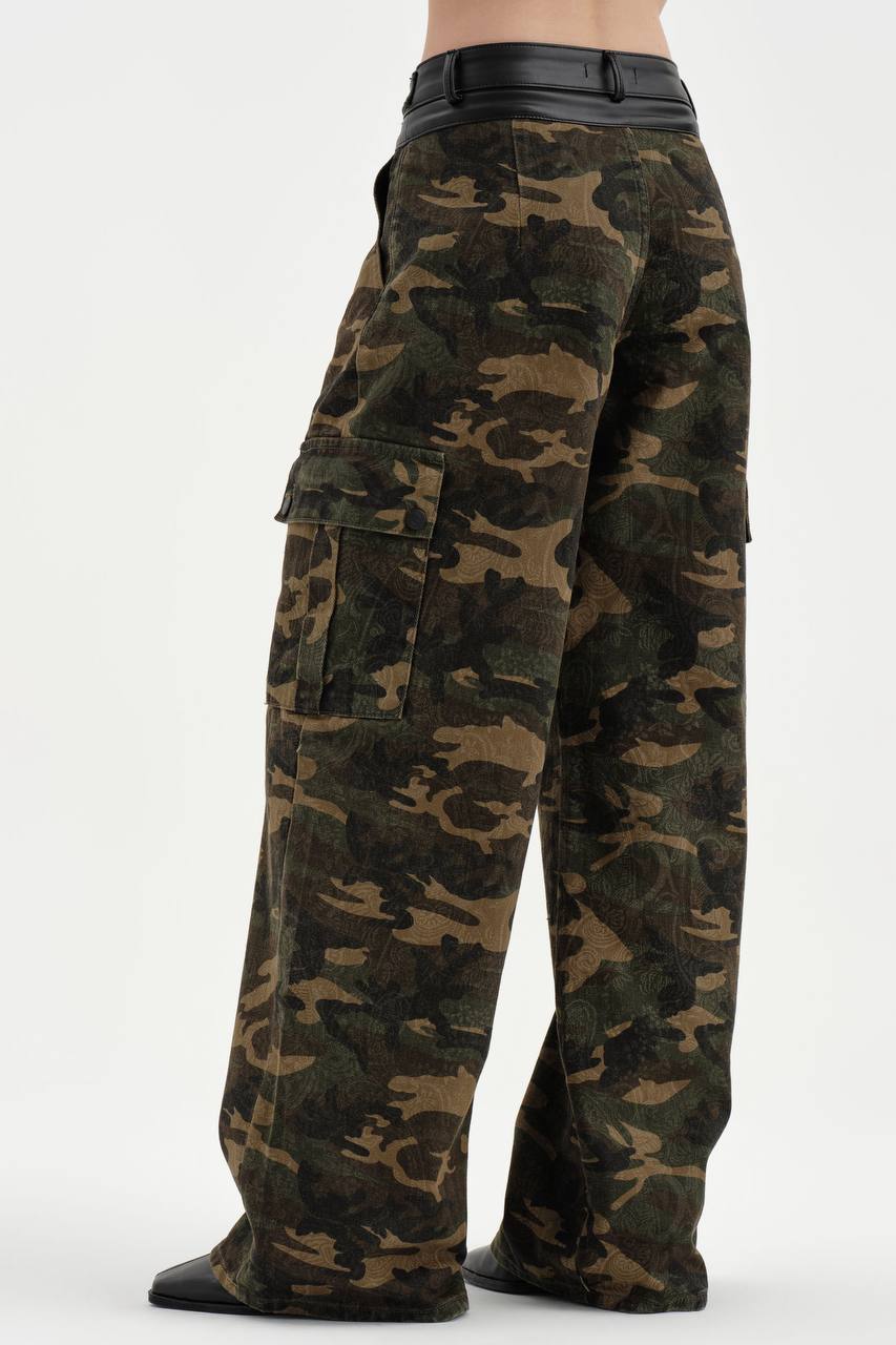 NuNu By TW Military Kamuflaj Kargo Kadın Jean