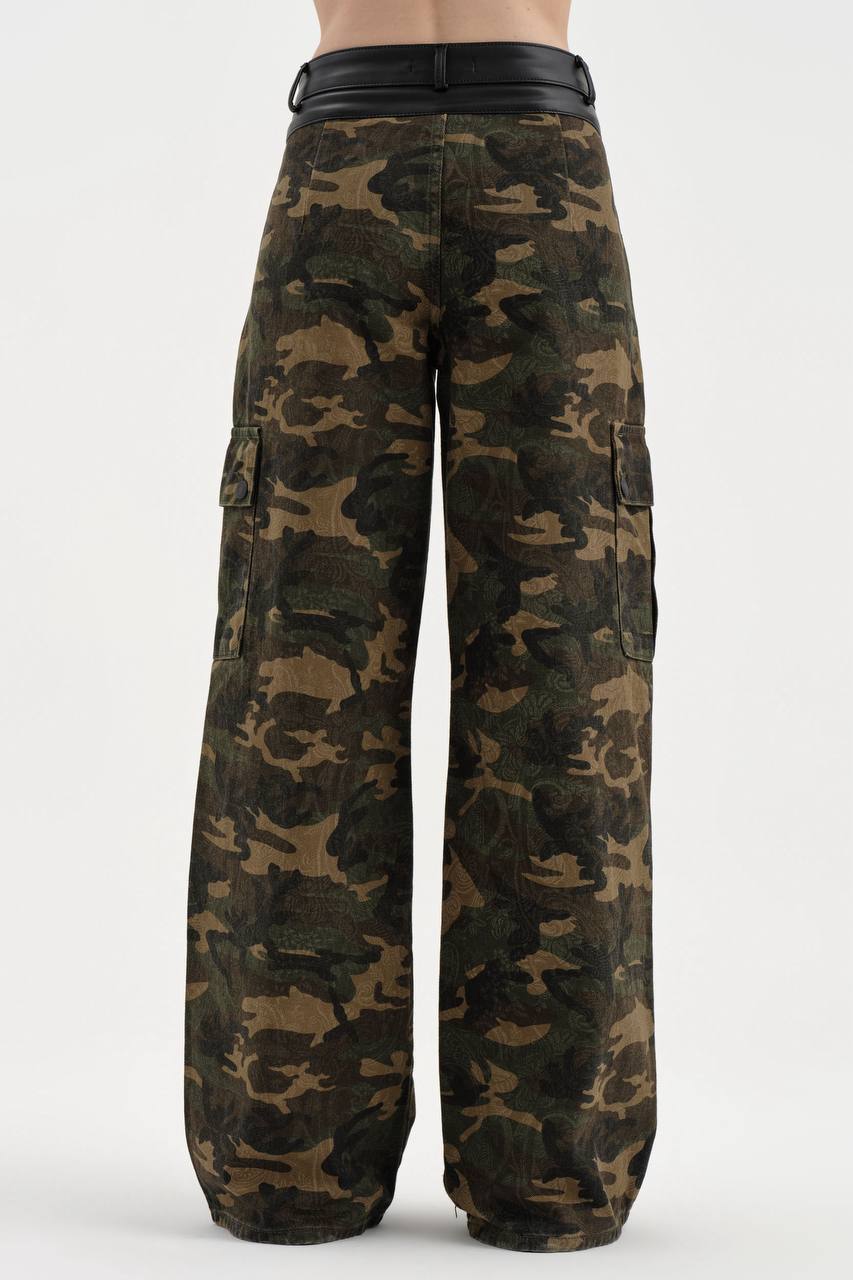 NuNu By TW Military Kamuflaj Kargo Kadın Jean