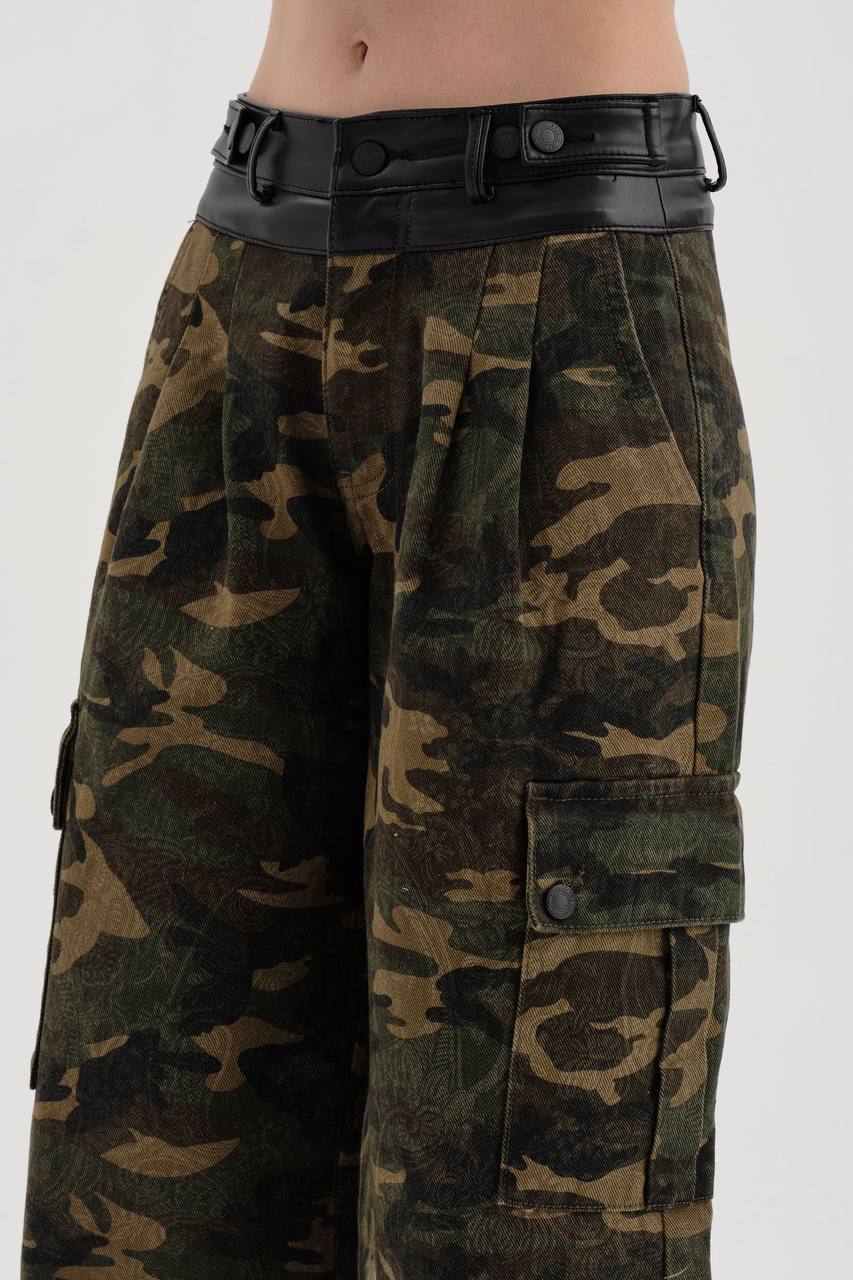 NuNu By TW Military Kamuflaj Kargo Kadın Jean