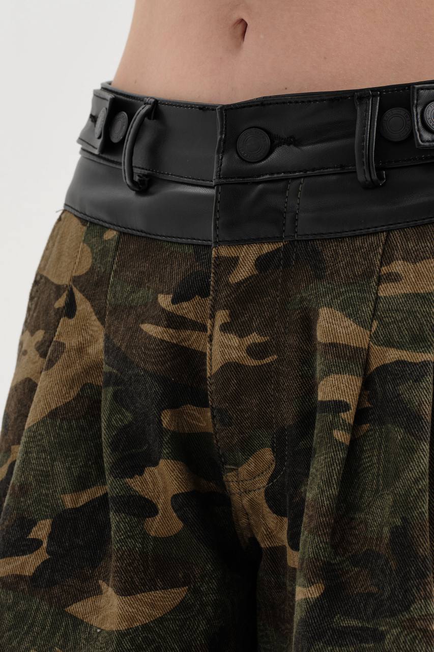 NuNu By TW Military Kamuflaj Kargo Kadın Jean