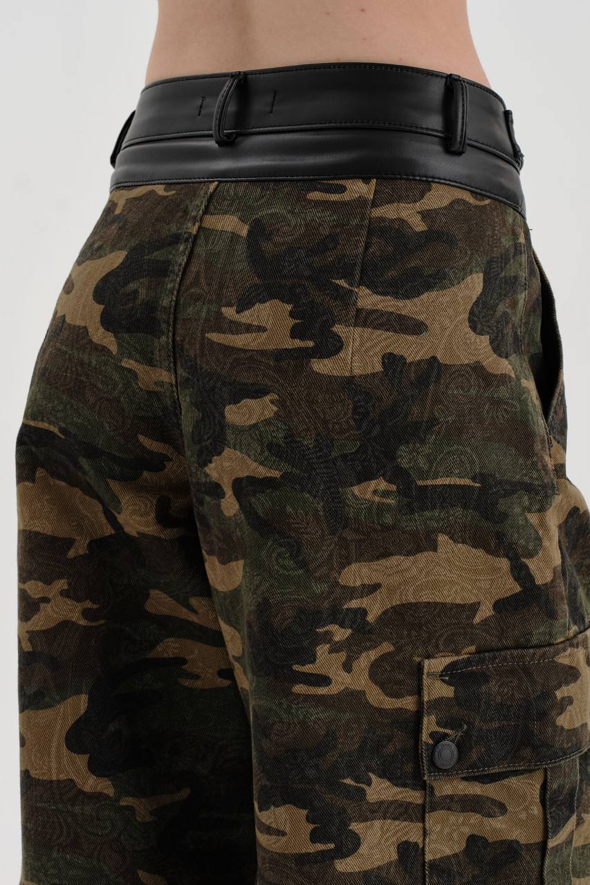 NuNu By TW Military Kamuflaj Kargo Kadın Jean