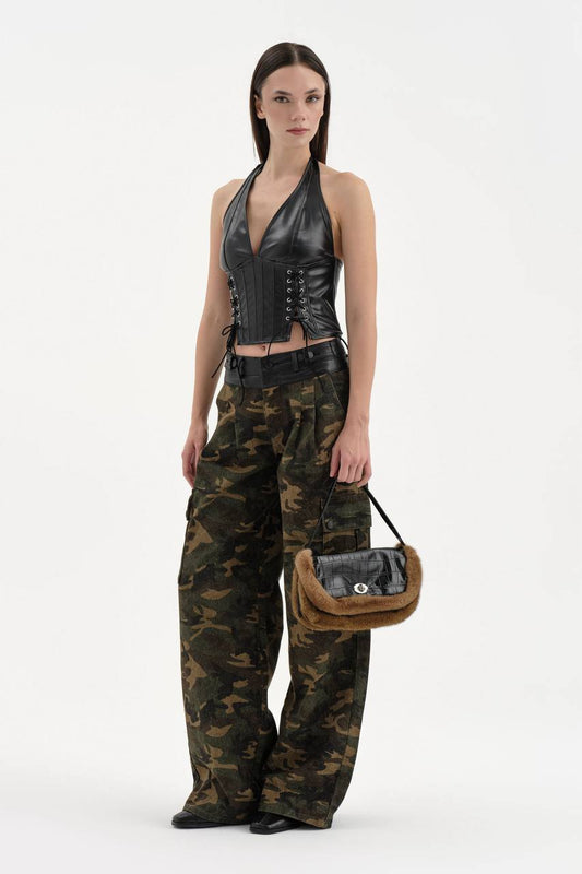 NuNu By TW Military Kamuflaj Kargo Kadın Jean
