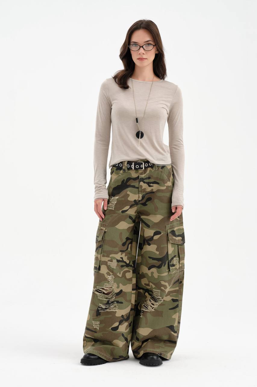 NuNu By TW Rebel Yeşil Kamuflaj Cargo Pantolon XL