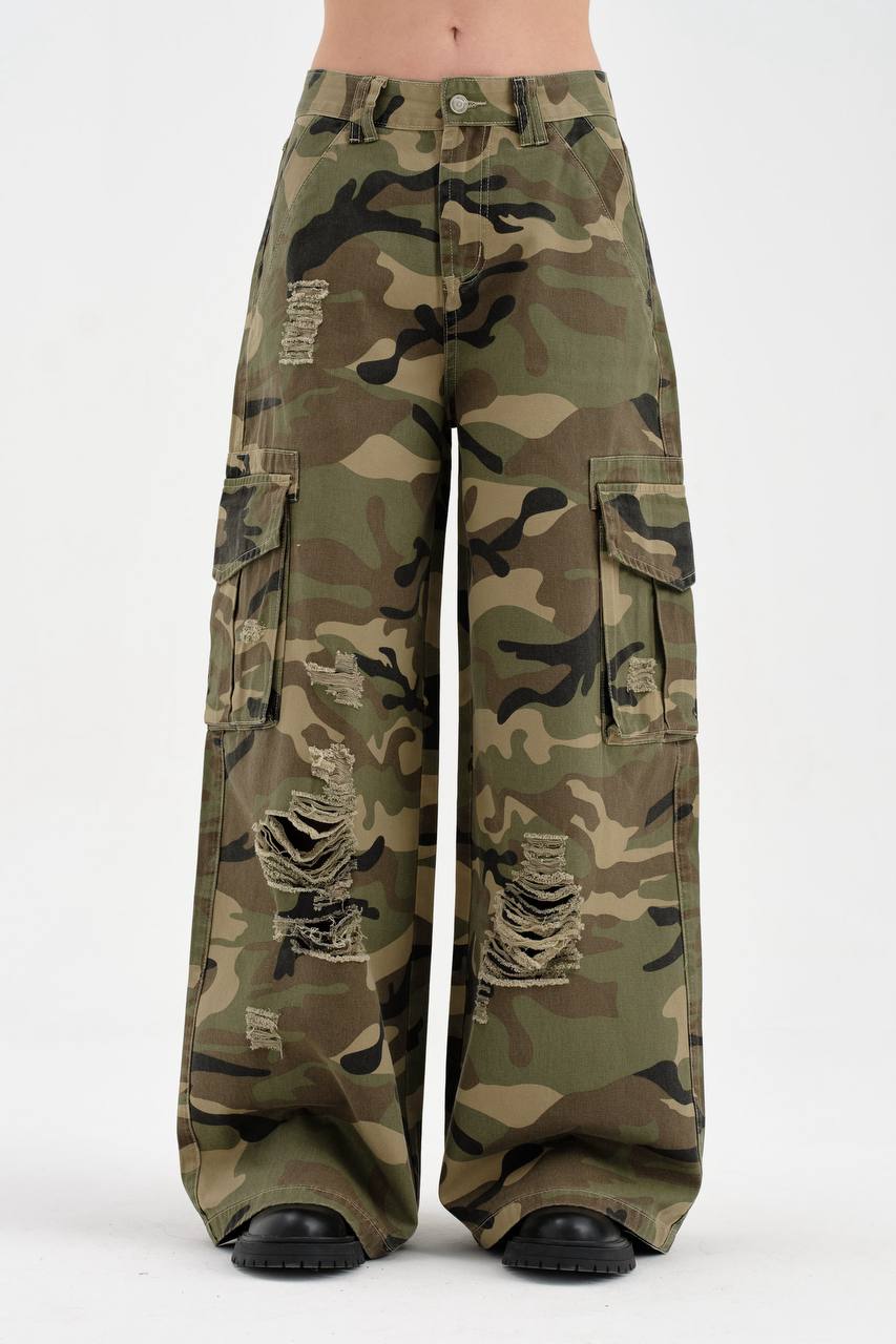 NuNu By TW Rebel Yeşil Kamuflaj Cargo Pantolon