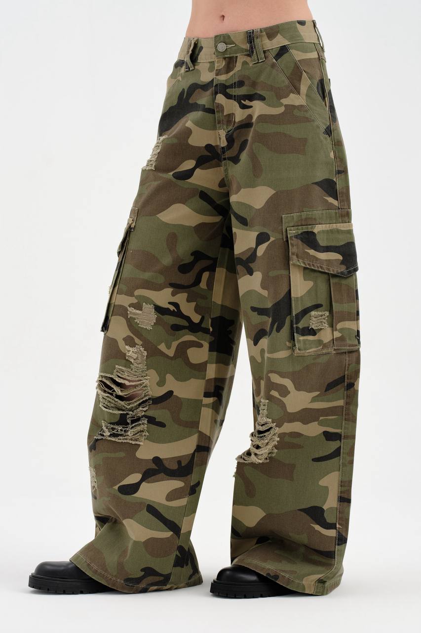 NuNu By TW Rebel Yeşil Kamuflaj Cargo Pantolon
