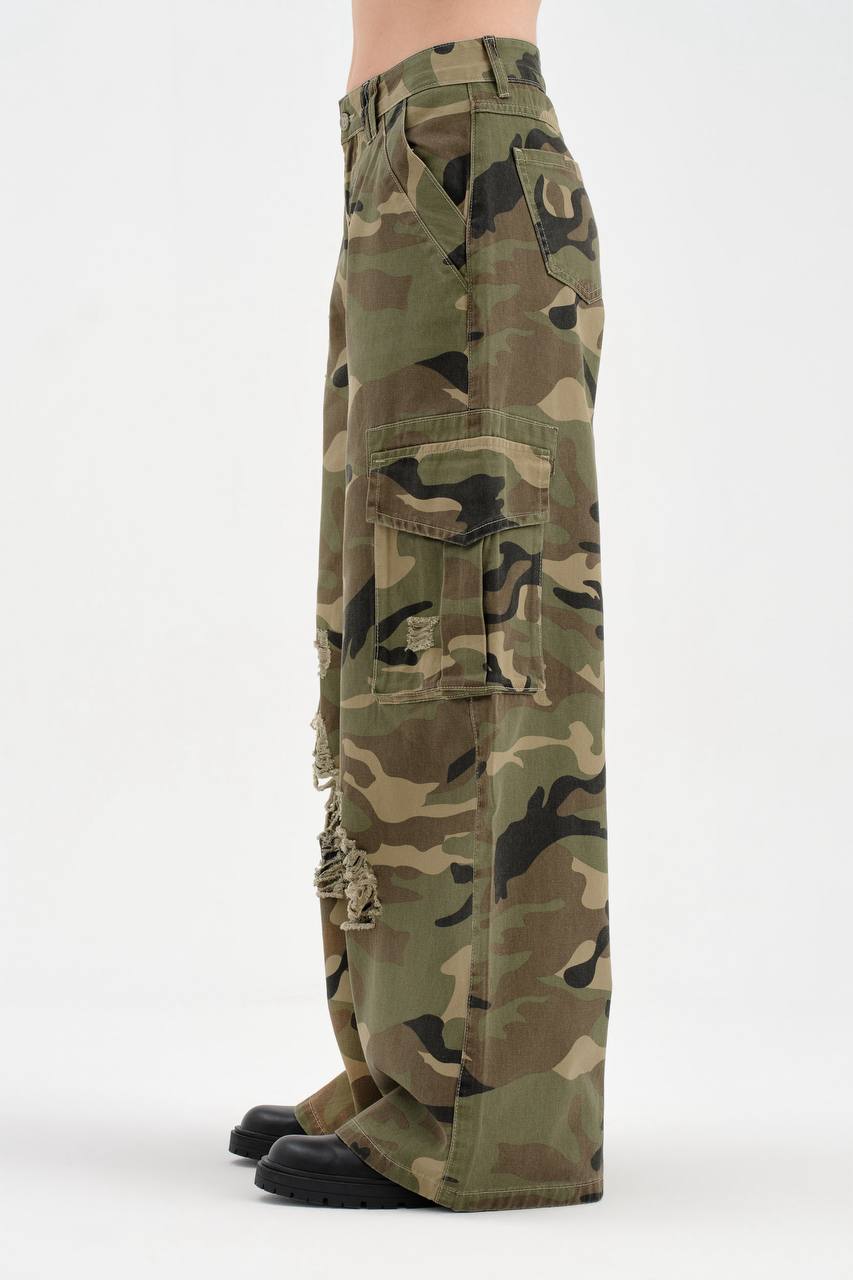 NuNu By TW Rebel Yeşil Kamuflaj Cargo Pantolon