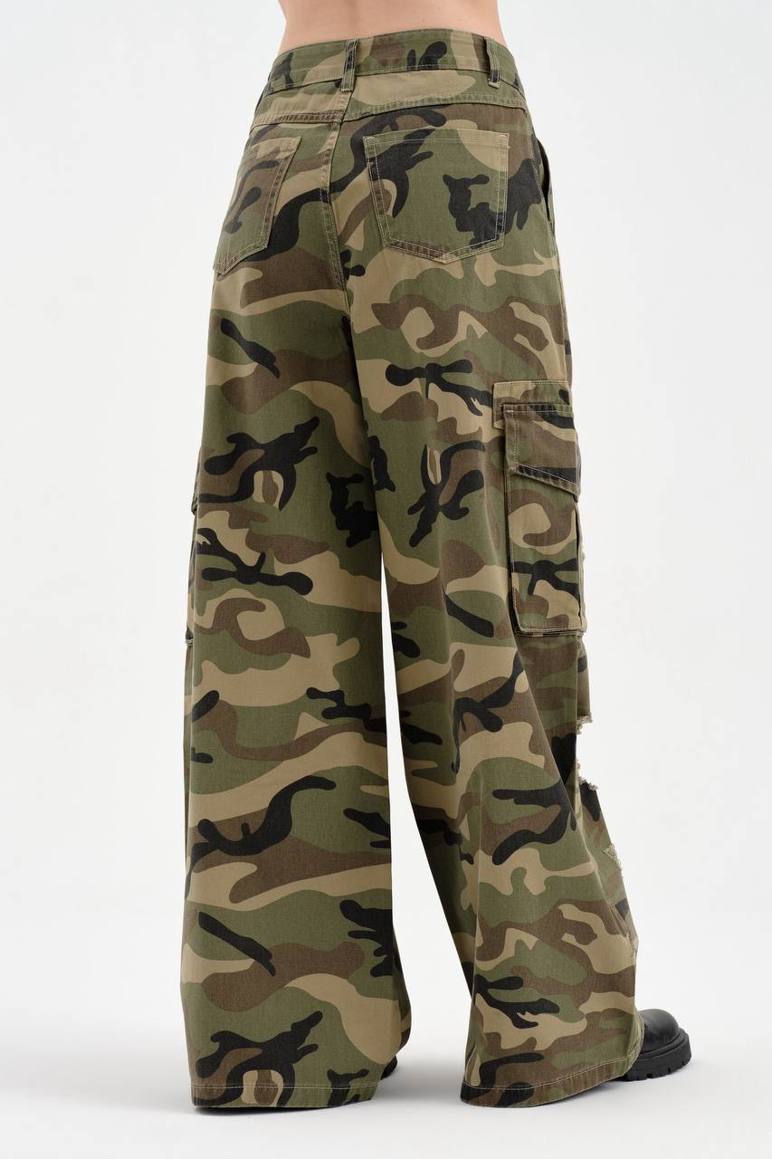 NuNu By TW Rebel Yeşil Kamuflaj Cargo Pantolon