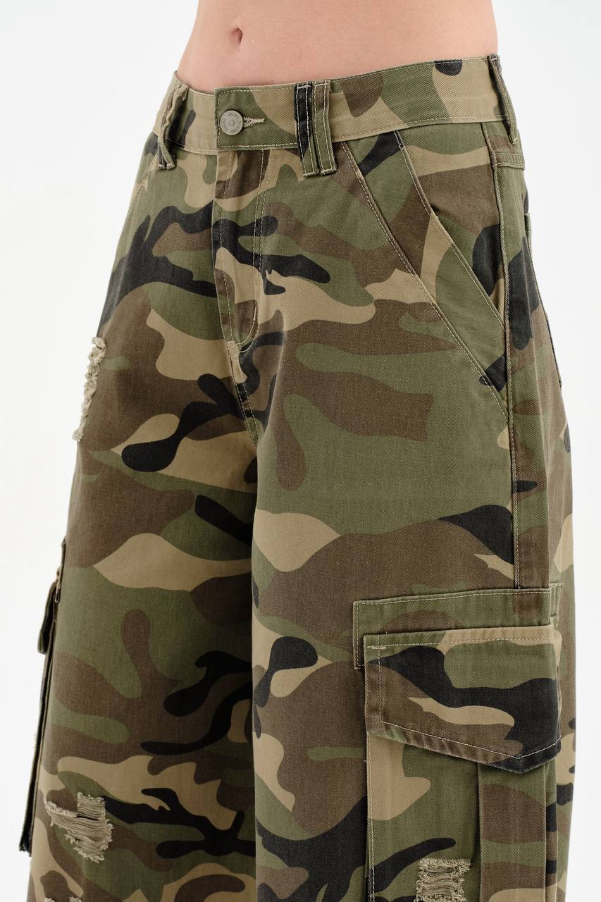 NuNu By TW Rebel Yeşil Kamuflaj Cargo Pantolon