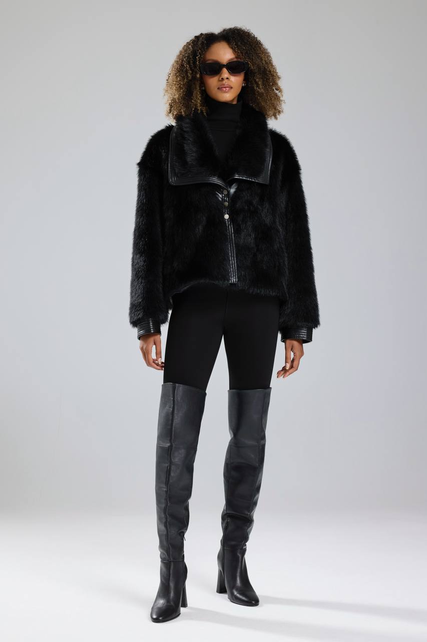 NuNu By TW Siyah Cozy Rebel Peluş Kürk Ceket
