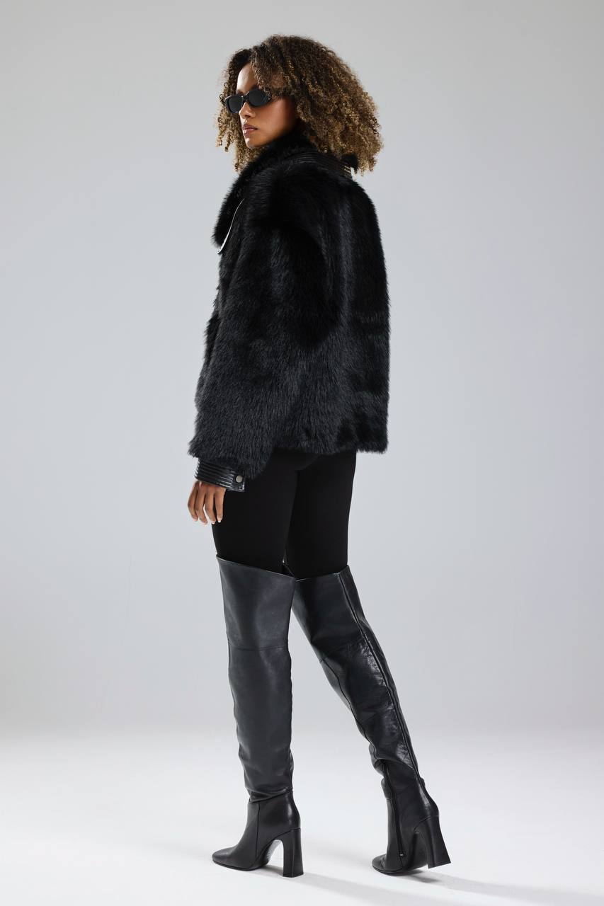 NuNu By TW Siyah Cozy Rebel Peluş Kürk Ceket