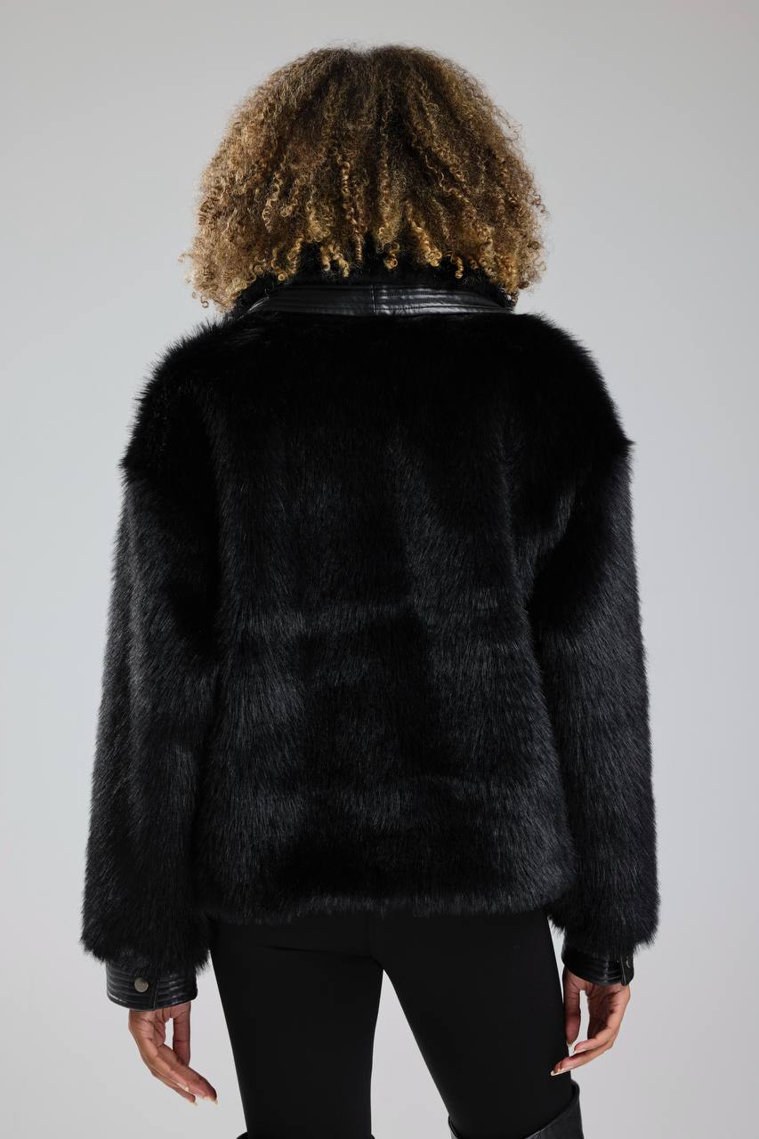NuNu By TW Siyah Cozy Rebel Peluş Kürk Ceket