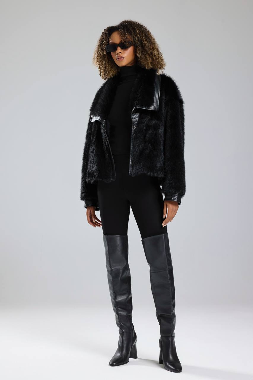 NuNu By TW Siyah Cozy Rebel Peluş Kürk Ceket