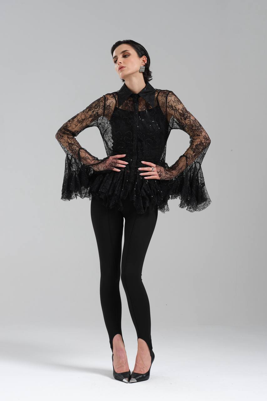 NuNu By TW Siyah Dantel Gömlek