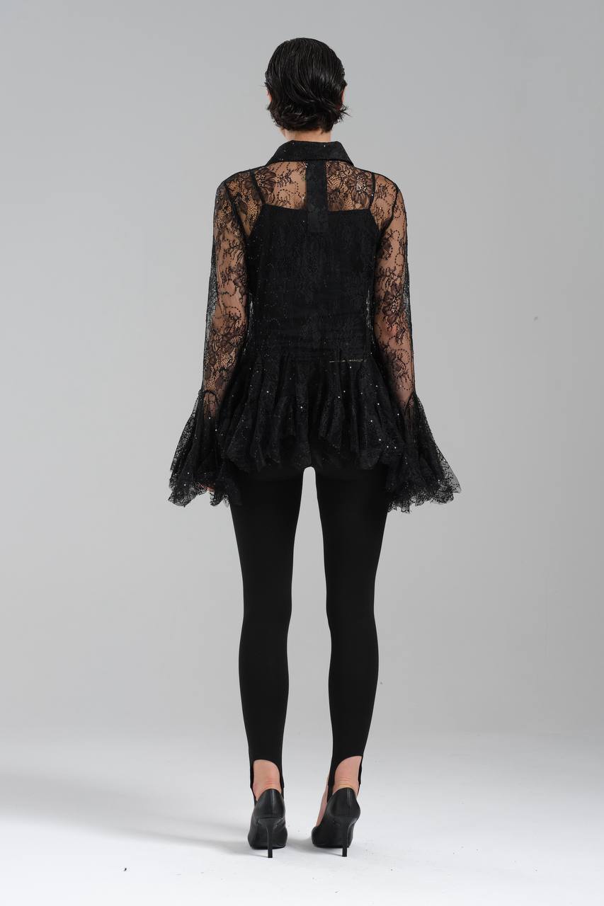 NuNu By TW Siyah Dantel Gömlek