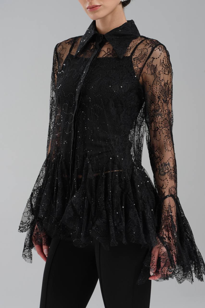 NuNu By TW Siyah Dantel Gömlek