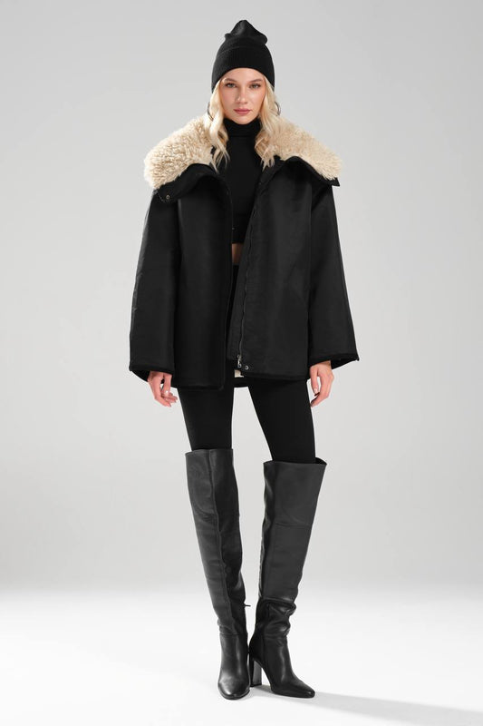 NuNu By TW Siyah Peluş Yaka Kadın Parka