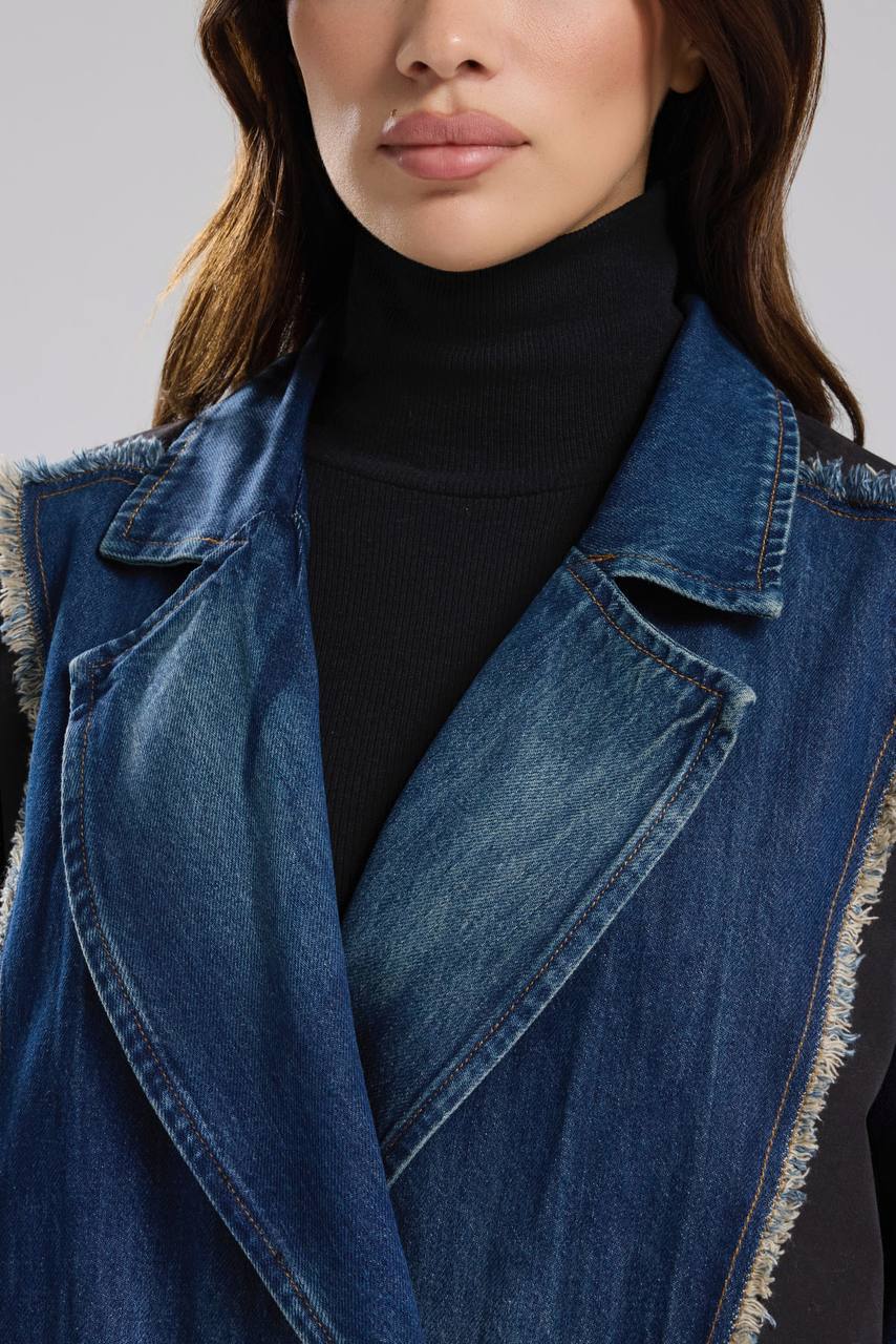 NuNu By TW Siyah Statement Denim Garnili Trench Coat